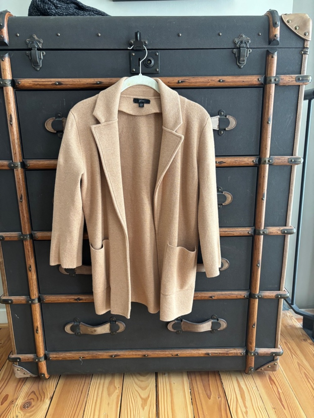 J. Crew Camel Open-Front Sweater Blazer Coatigan